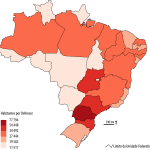 RAZÃO ENTRE POPULAÇÃO E DEFENSORES(AS) PÚBLICOS(AS) DOS ESTADOS E DISTRITO FEDERAL