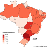 RAZÃO ENTRE HABITANTES COM RENDA DE ATÉ TRÊS SM E DEFENSORES(AS) PÚBLICOS(AS) DOS ESTADOS E DISTRITO FEDERAL
